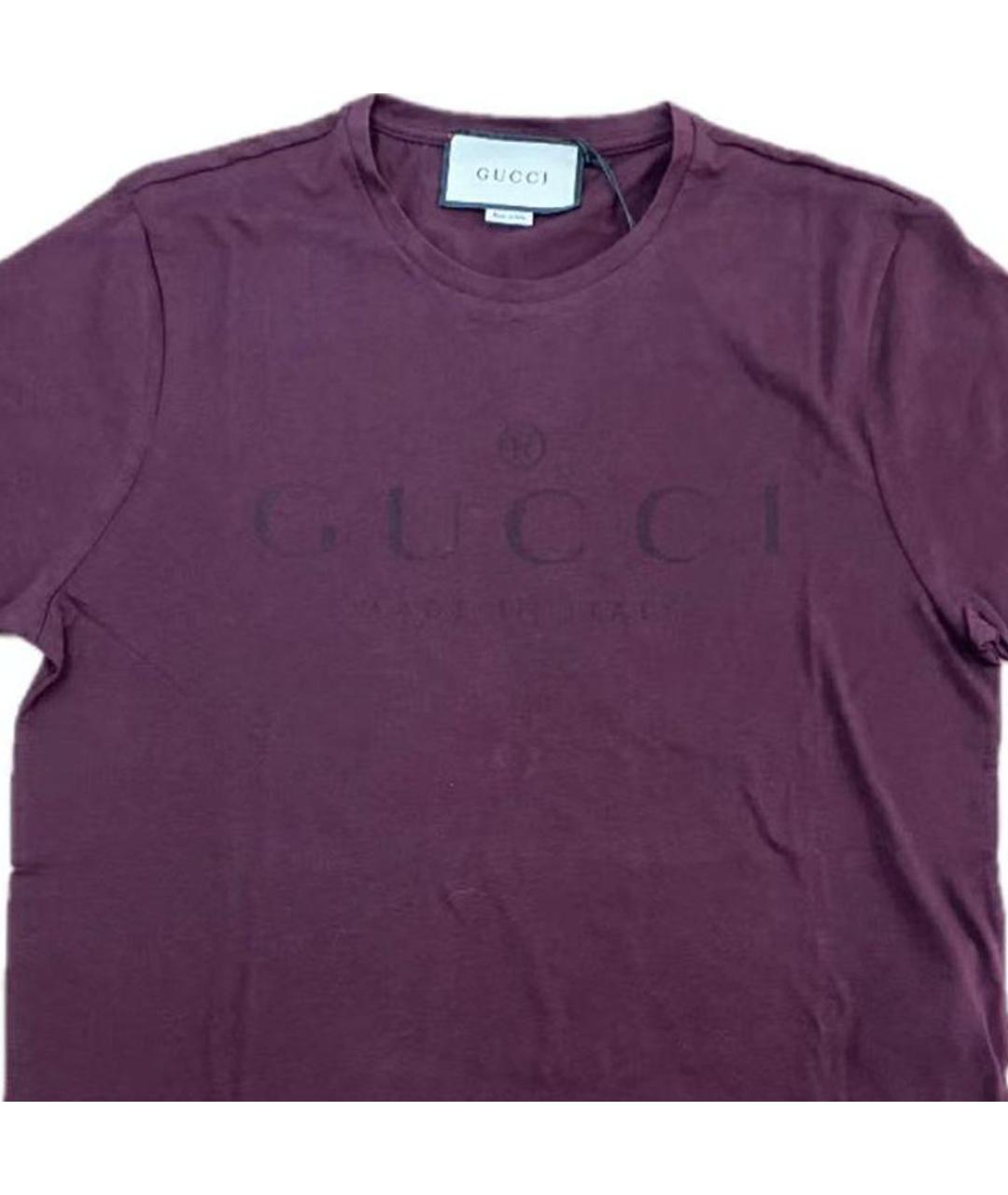 GUCCI Бордовая хлопковая футболка, фото 4