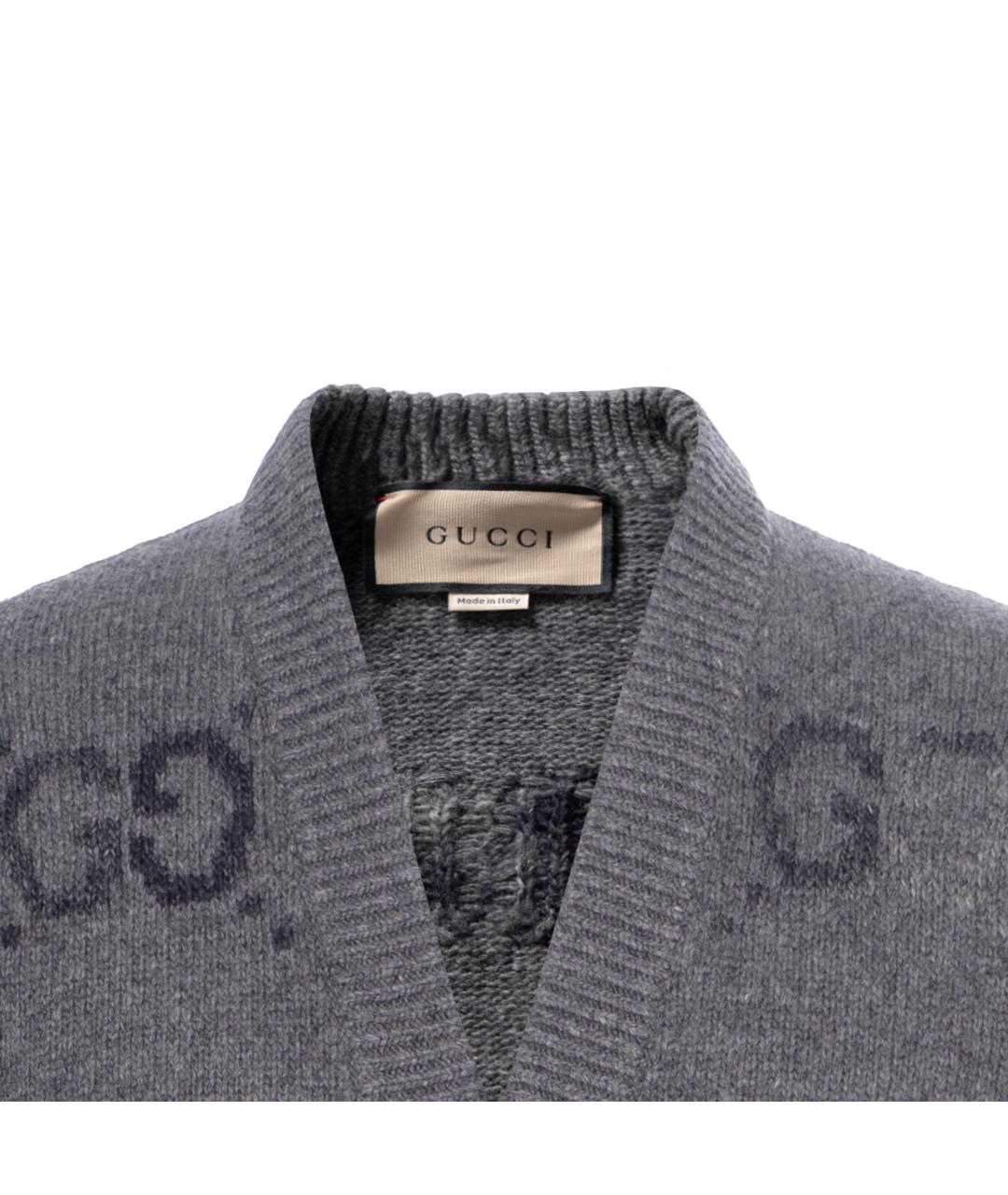 GUCCI Серый шерстяной кардиган, фото 3