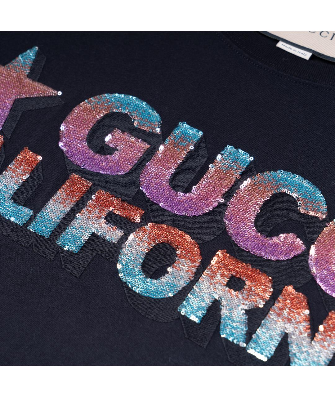 GUCCI Черная хлопковая футболка, фото 5