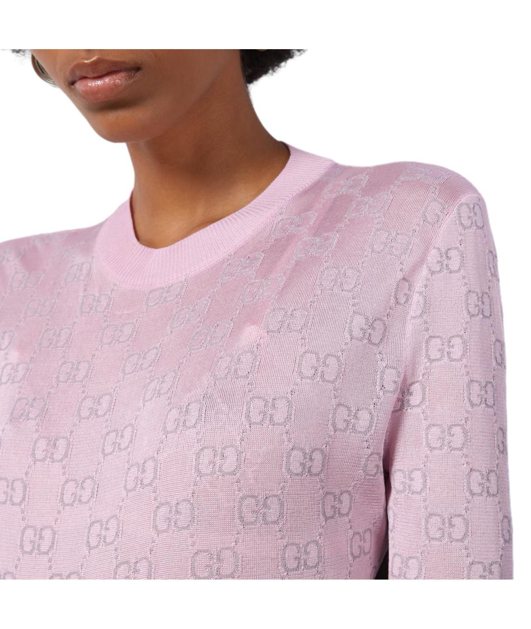 GUCCI Розовая вискозная футболка, фото 4