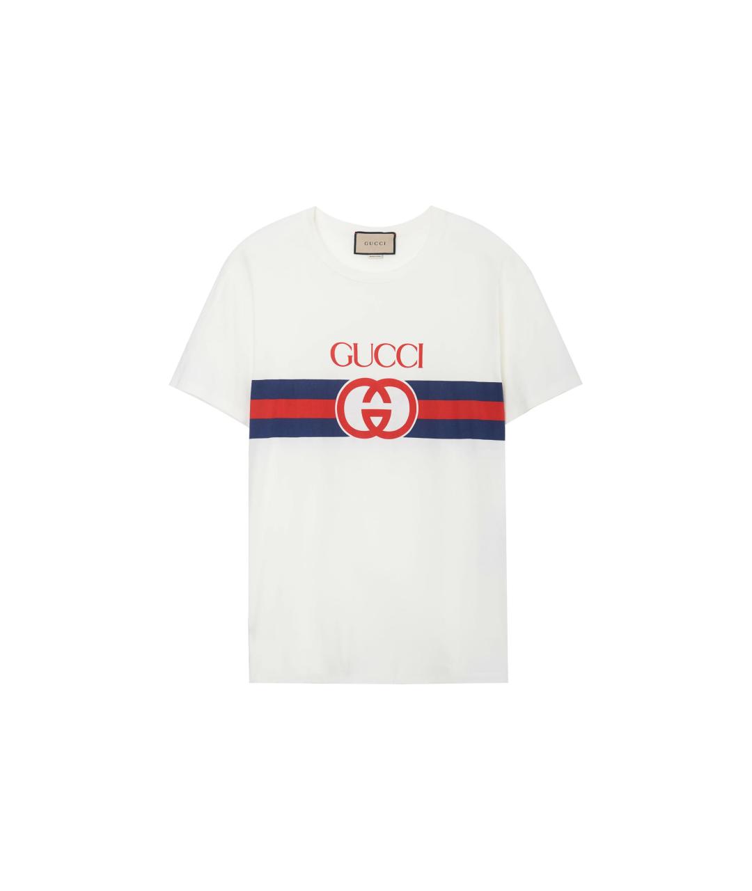 GUCCI Белая хлопковая футболка, фото 1