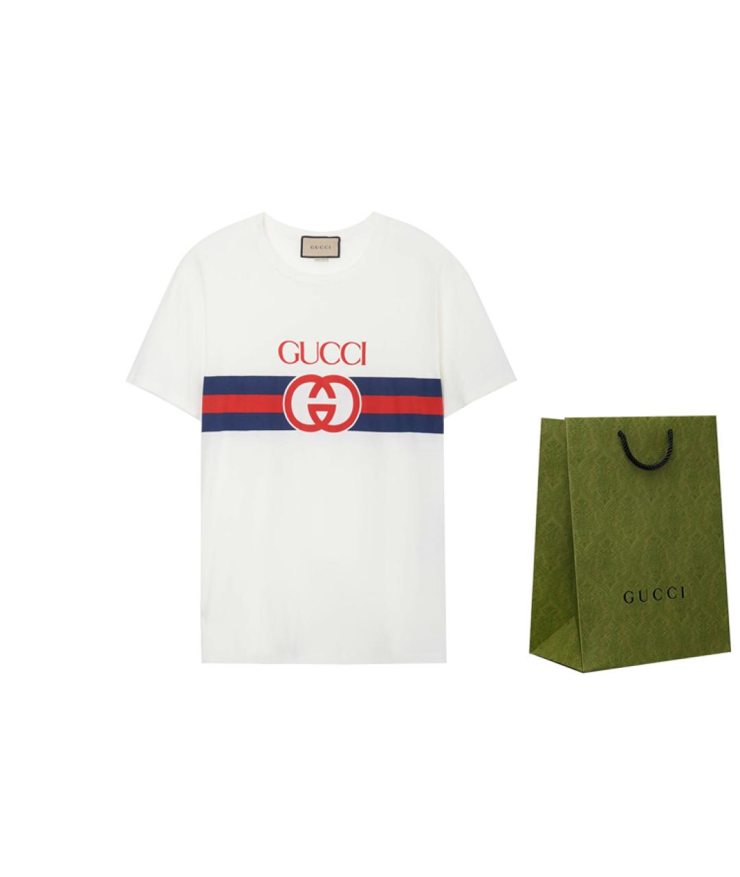 GUCCI Белая хлопковая футболка, фото 3