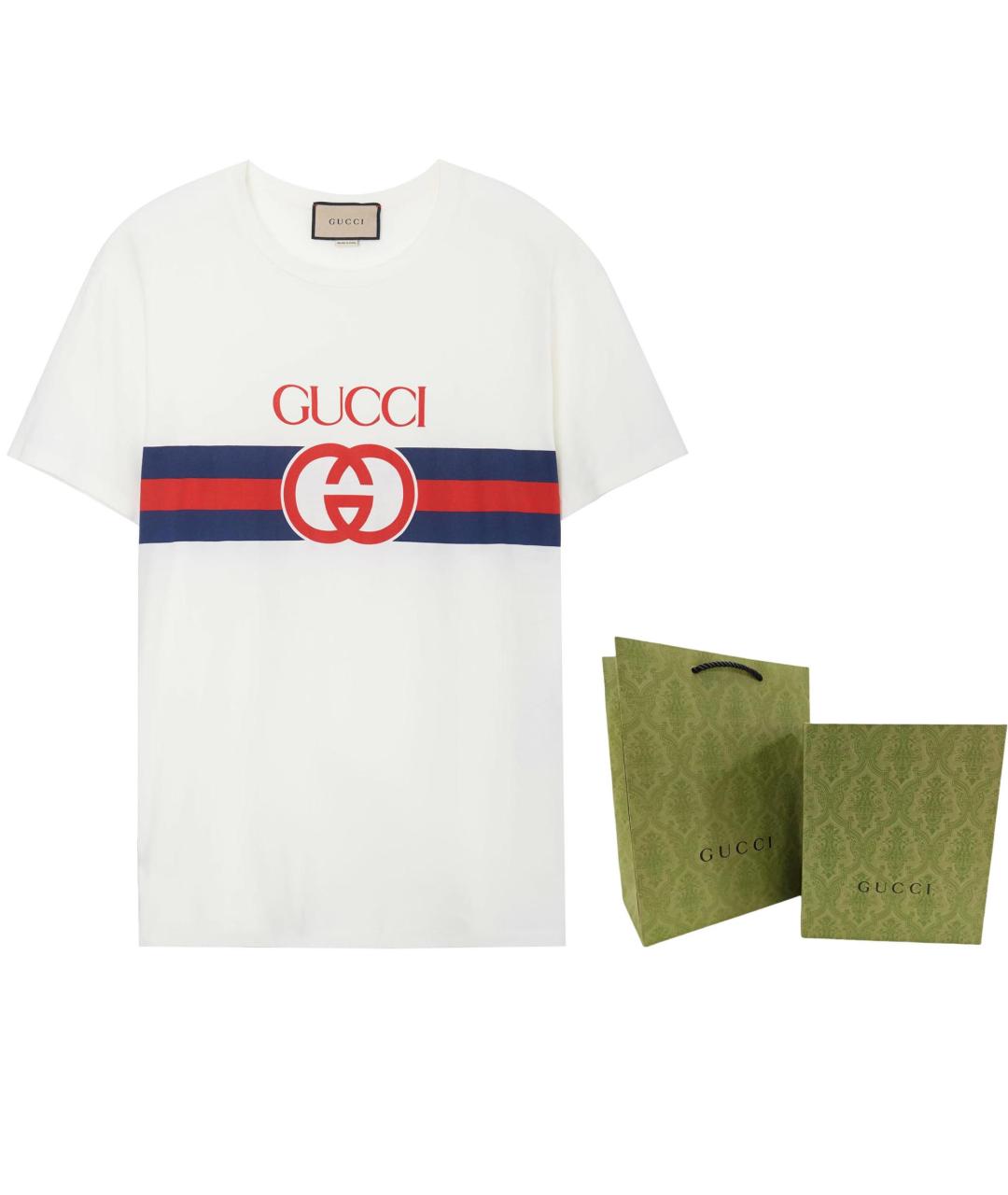 GUCCI Белая хлопковая футболка, фото 4
