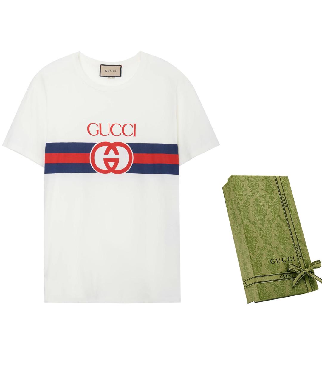 GUCCI Белая хлопковая футболка, фото 5