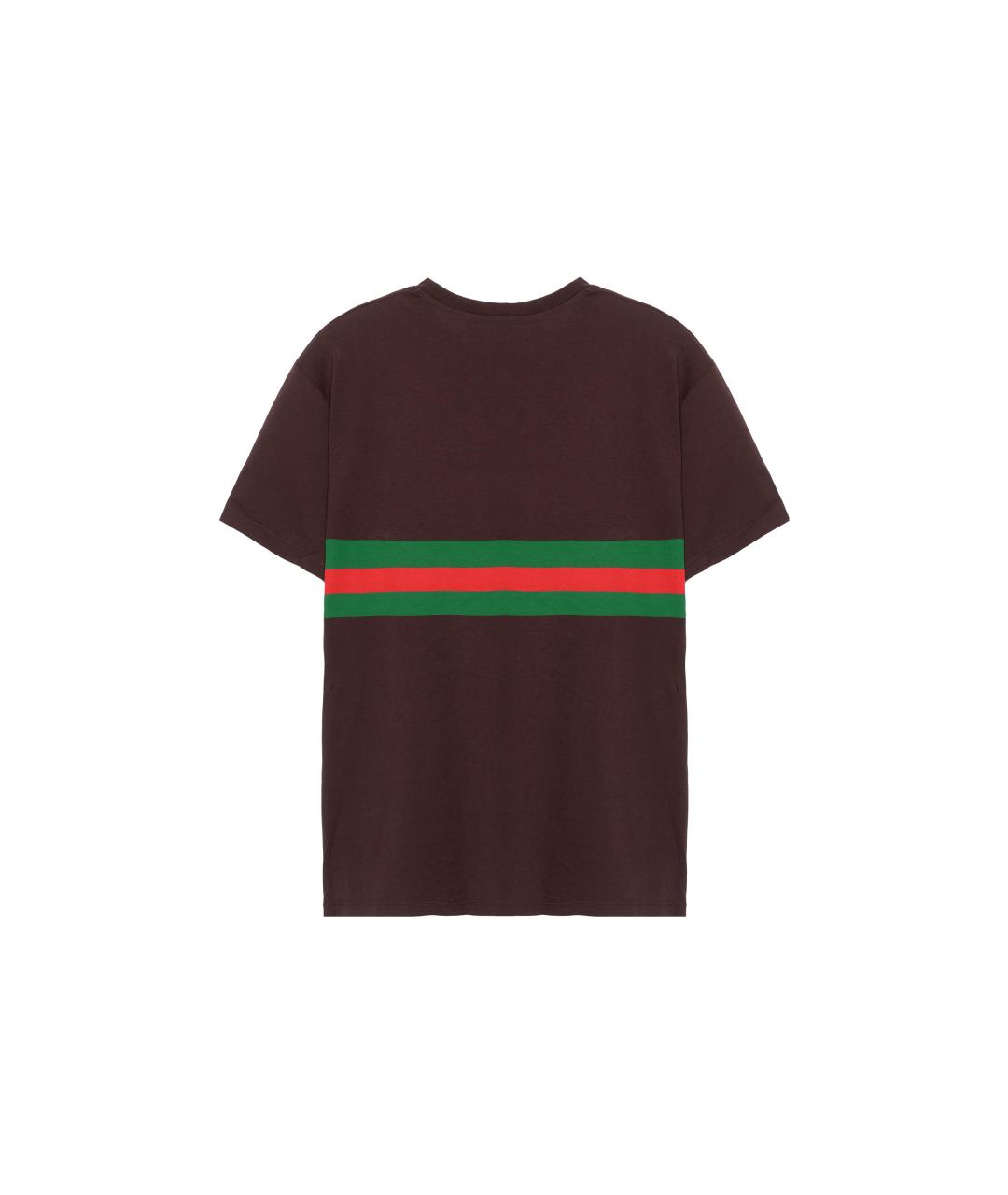 GUCCI Коричневая хлопковая футболка, фото 2