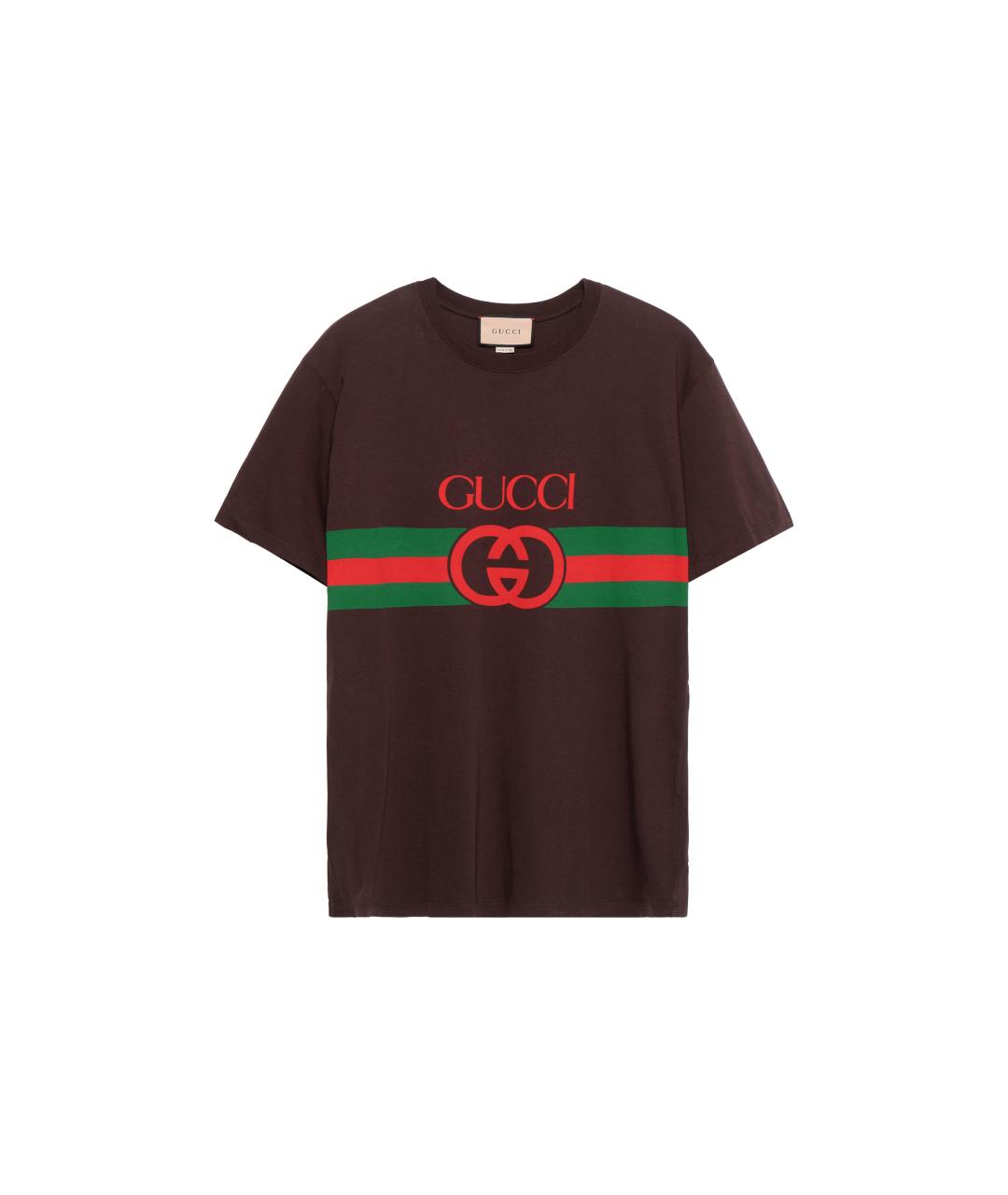 GUCCI Коричневая хлопковая футболка, фото 6