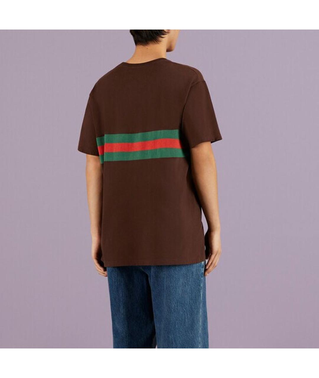 GUCCI Коричневая хлопковая футболка, фото 4