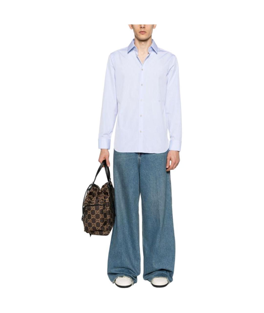 GUCCI Голубая хлопковая классическая рубашка, фото 3