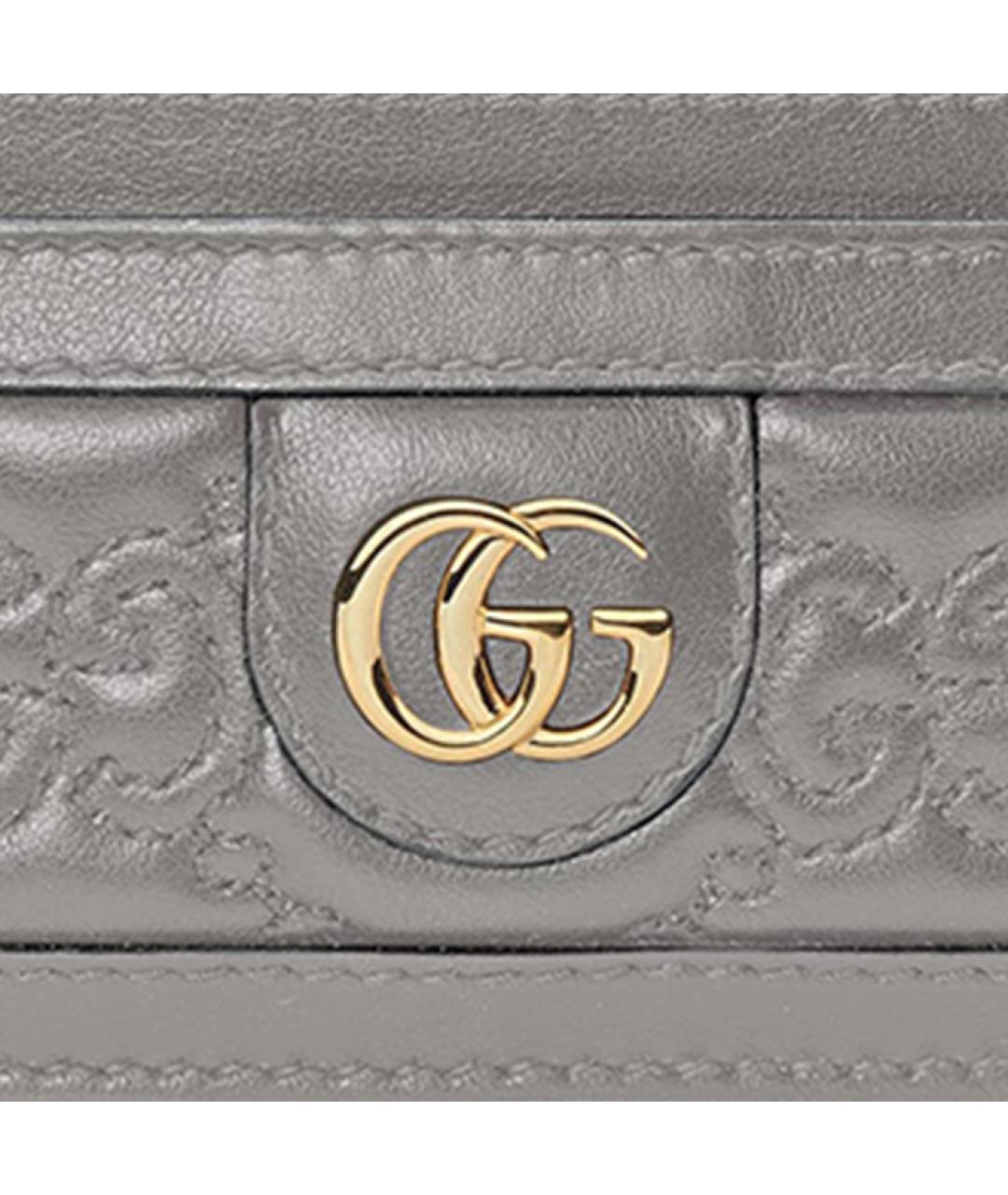 GUCCI Серый кожаный кардхолдер, фото 5