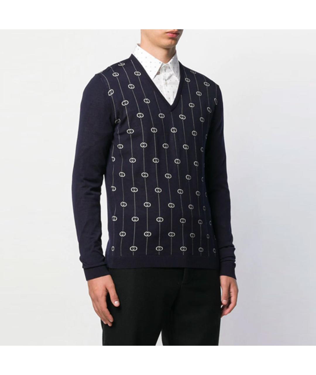 GUCCI Темно-синий джемпер / свитер, фото 4