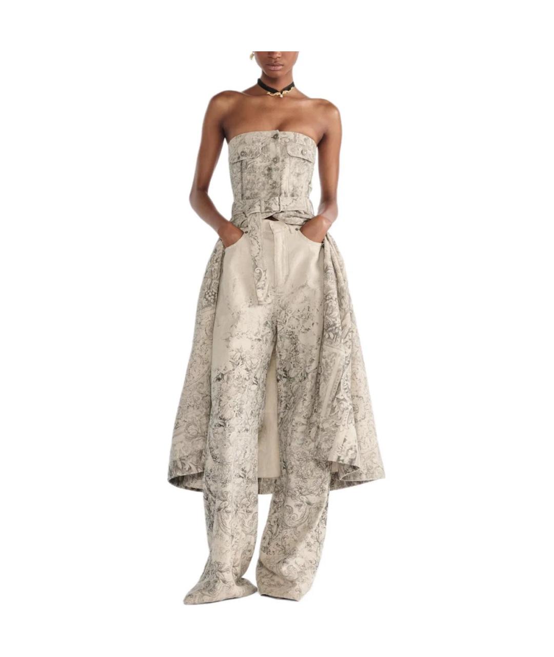 CHRISTIAN DIOR Серое хлопковое повседневное платье, фото 5