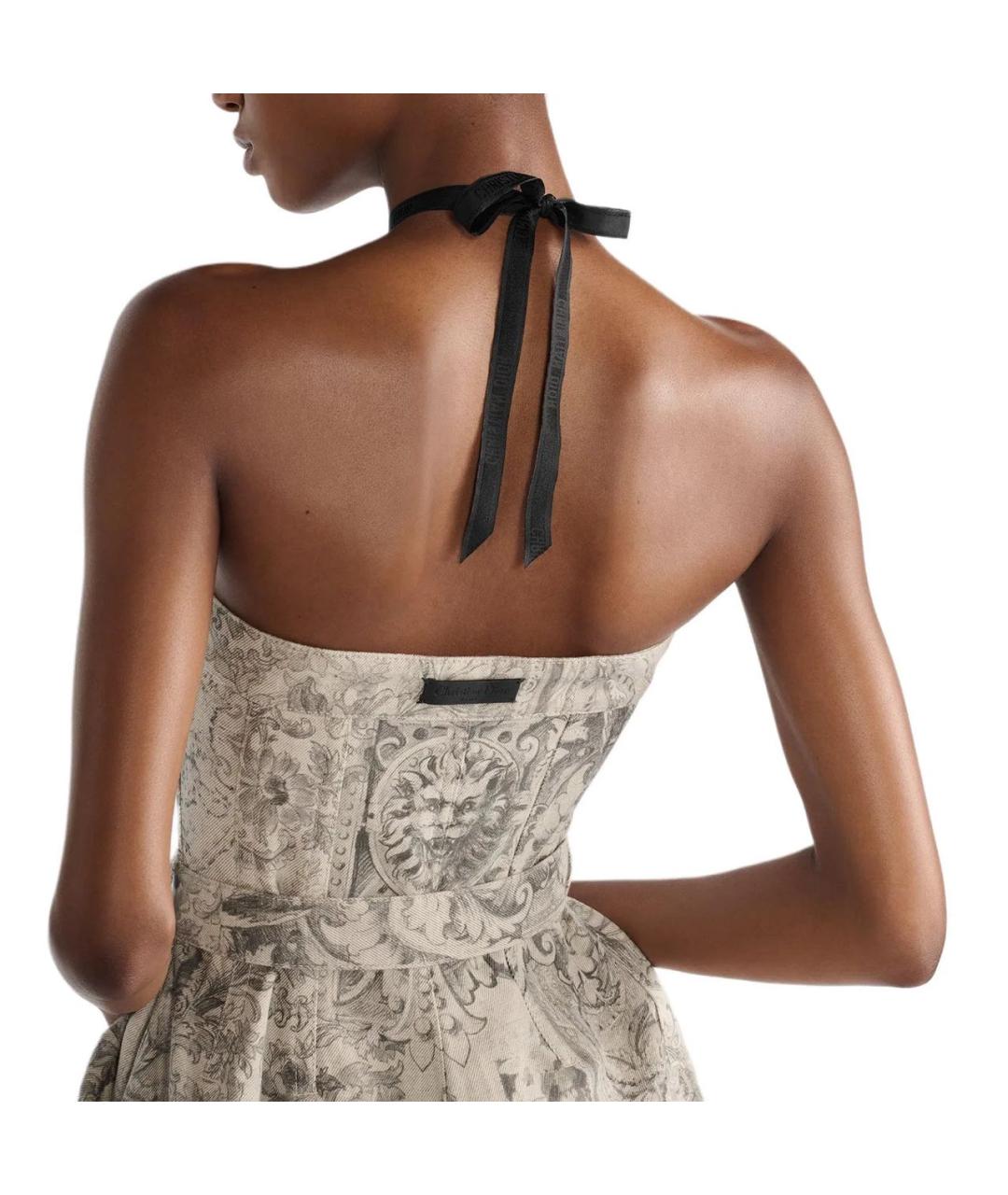 CHRISTIAN DIOR Серое хлопковое повседневное платье, фото 4
