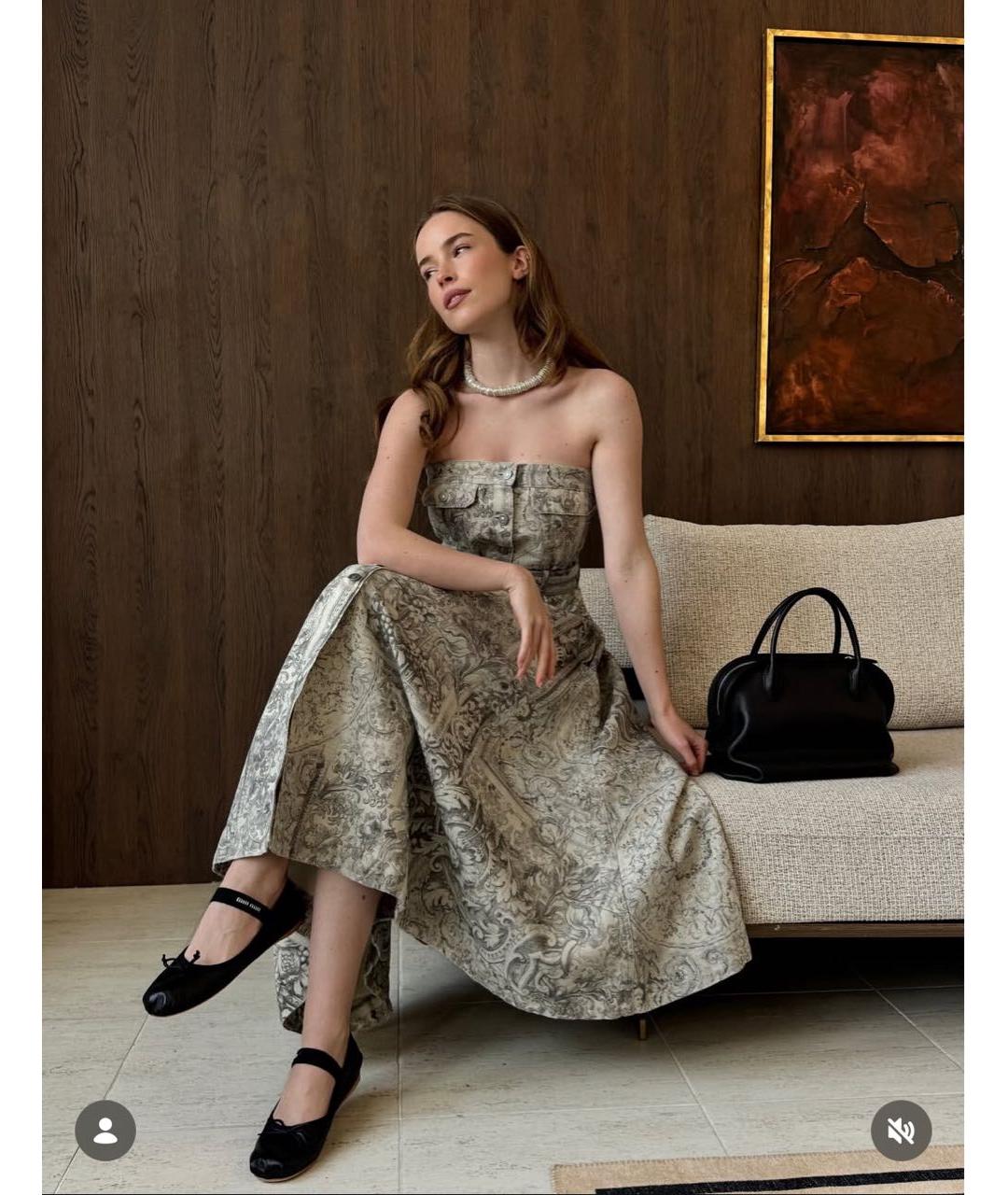 CHRISTIAN DIOR Серое хлопковое повседневное платье, фото 7