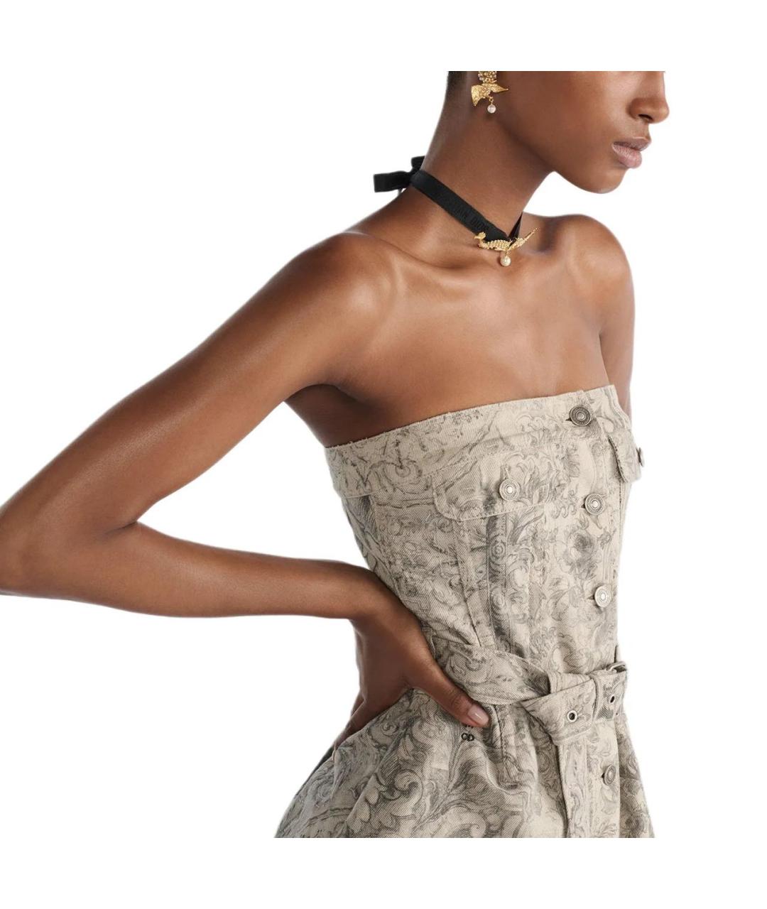CHRISTIAN DIOR Серое хлопковое повседневное платье, фото 3