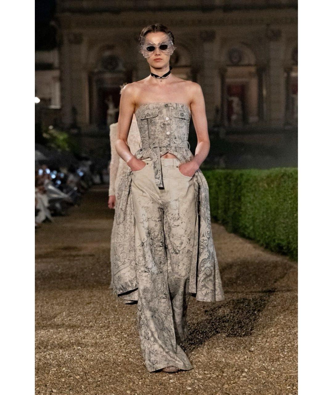 CHRISTIAN DIOR Серое хлопковое повседневное платье, фото 2