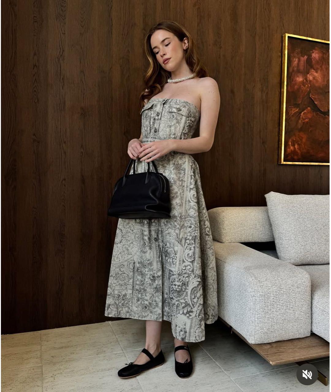 CHRISTIAN DIOR Серое хлопковое повседневное платье, фото 8