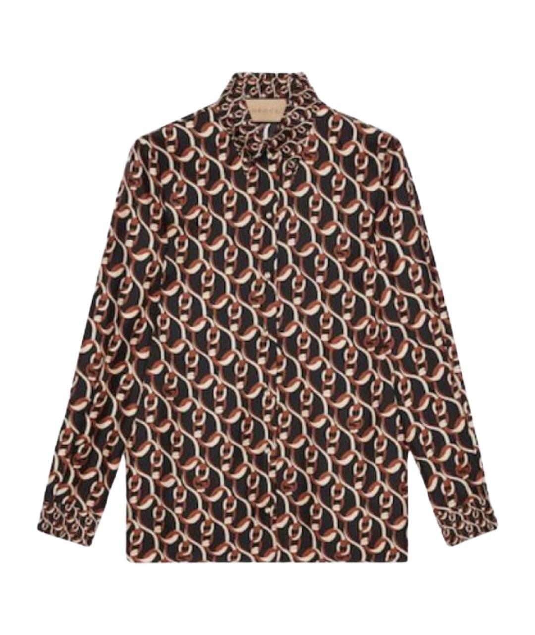 GUCCI Коричневая шелковая рубашка, фото 1
