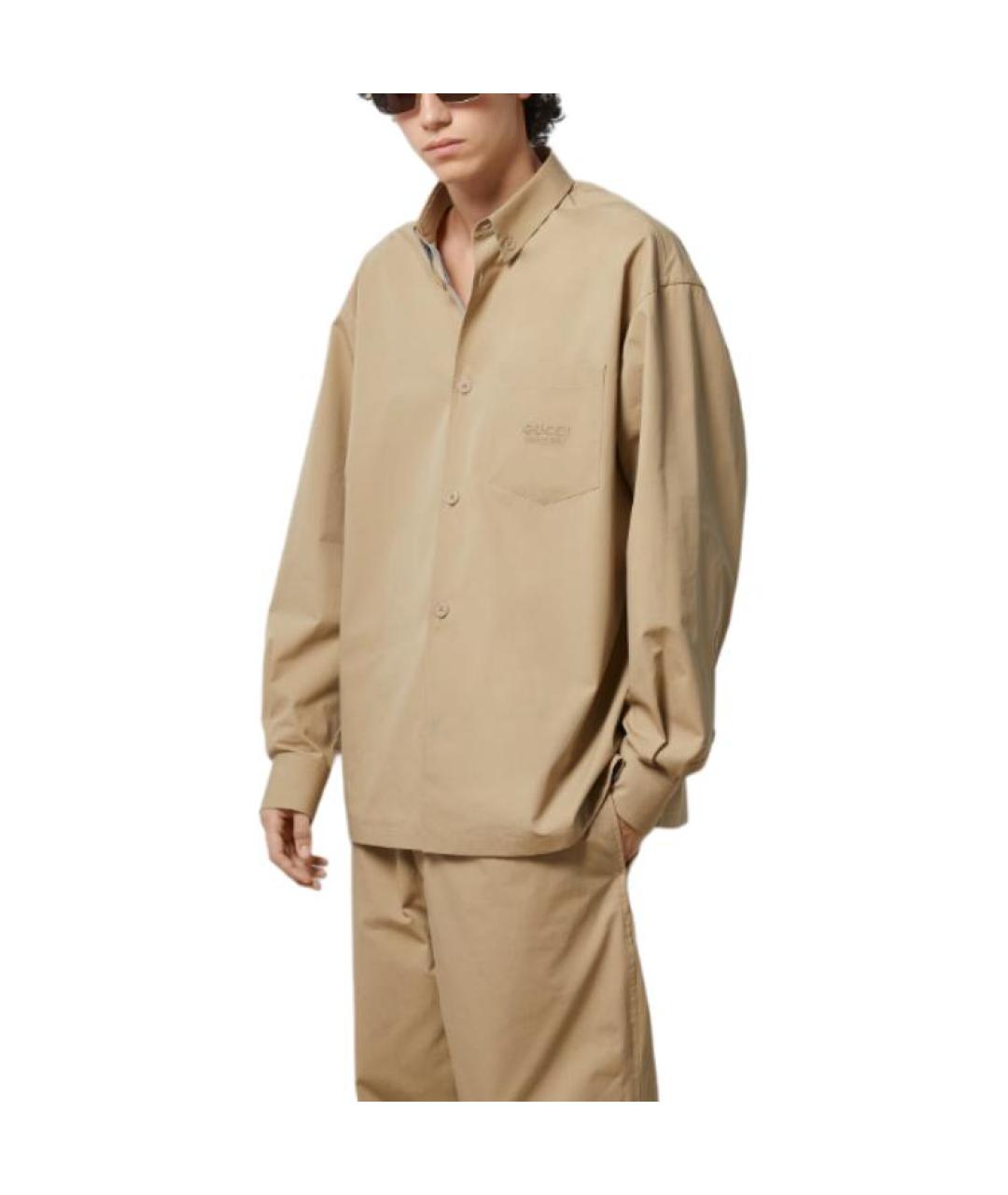 GUCCI Бежевая классическая рубашка, фото 3