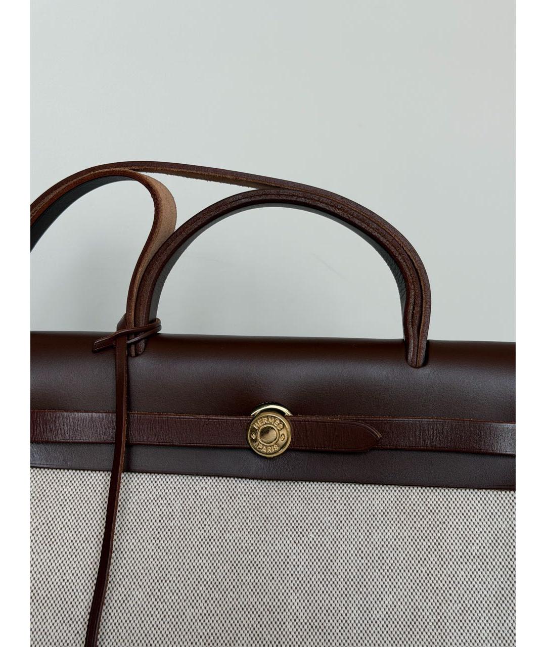 HERMES Коричневая тканевая сумка через плечо, фото 4