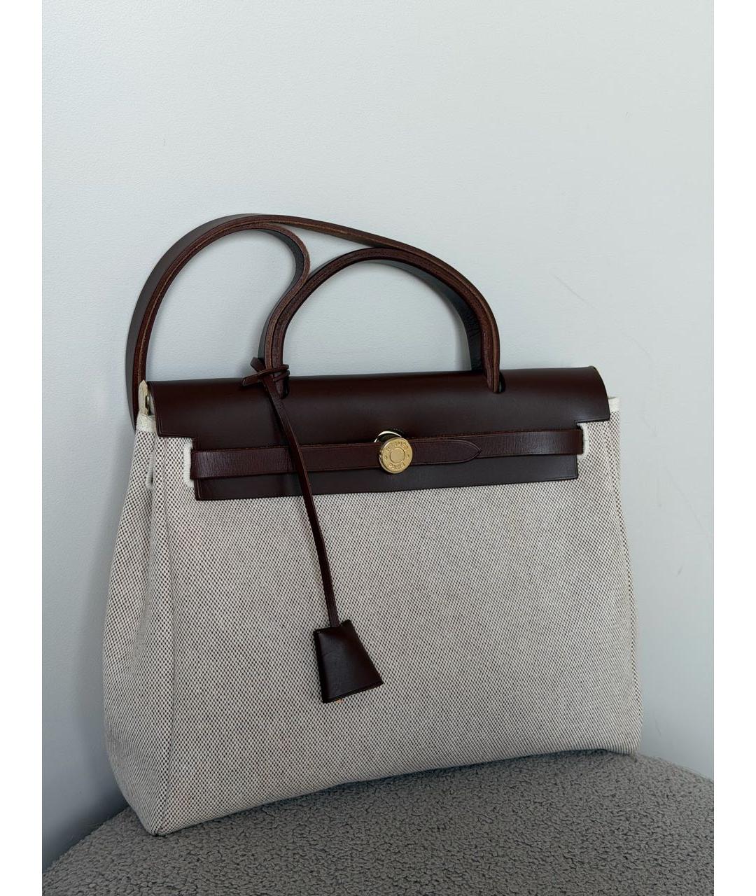 HERMES Коричневая тканевая сумка через плечо, фото 2