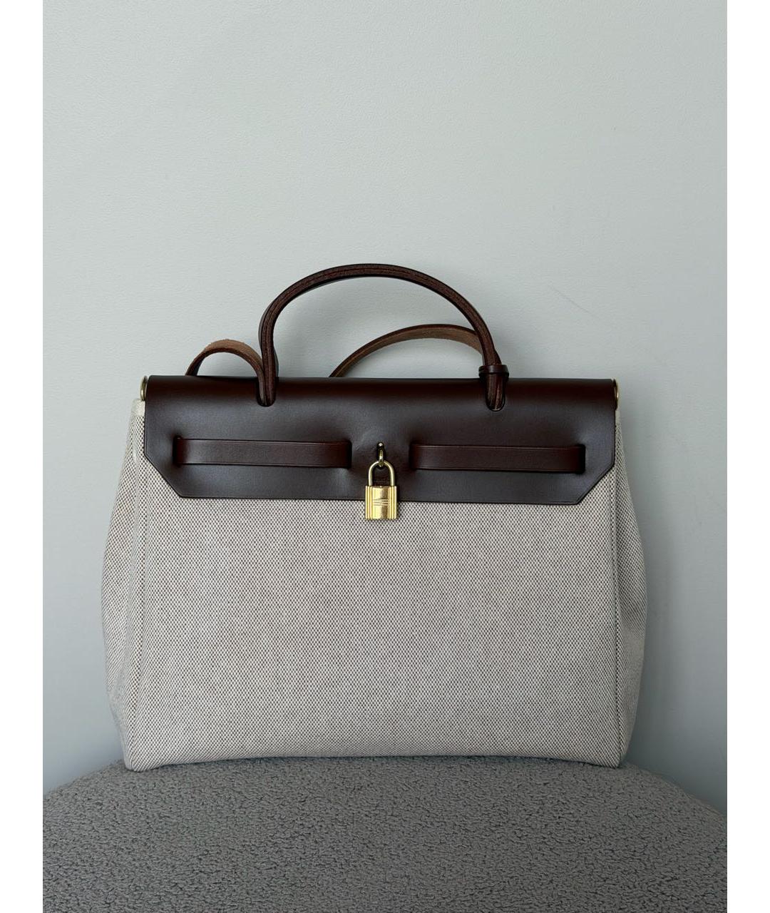 HERMES Коричневая тканевая сумка через плечо, фото 3