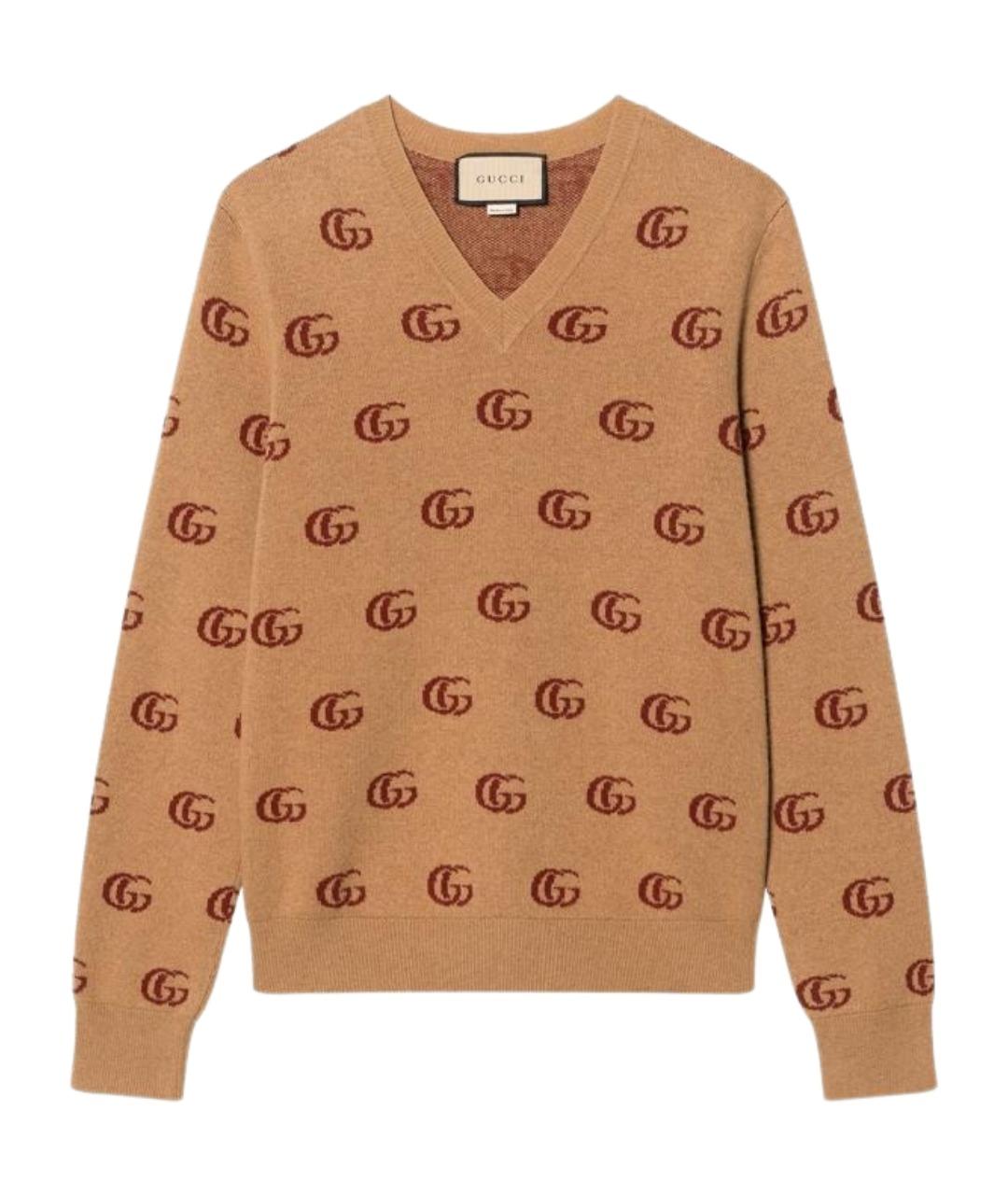 GUCCI Бежевый шерстяной джемпер / свитер, фото 1