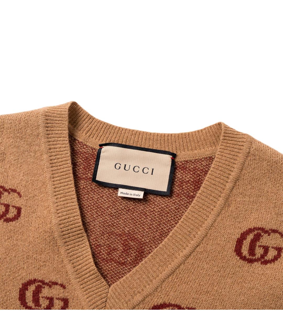 GUCCI Бежевый шерстяной джемпер / свитер, фото 4