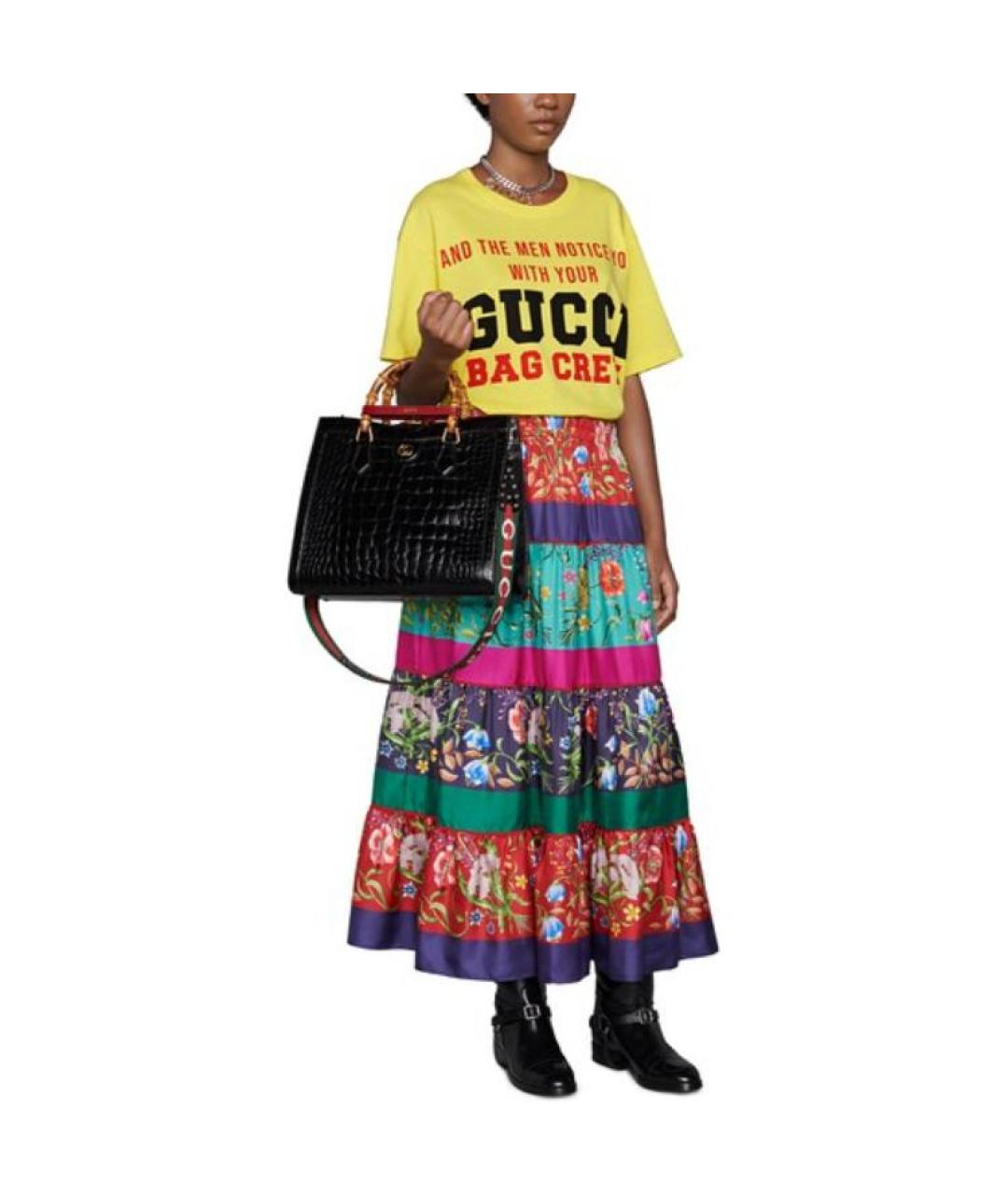 GUCCI Желтая хлопковая футболка, фото 3