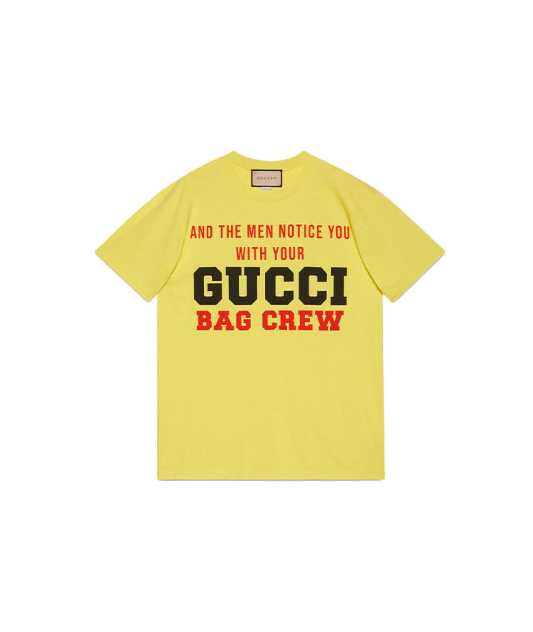 GUCCI Желтая хлопковая футболка, фото 1