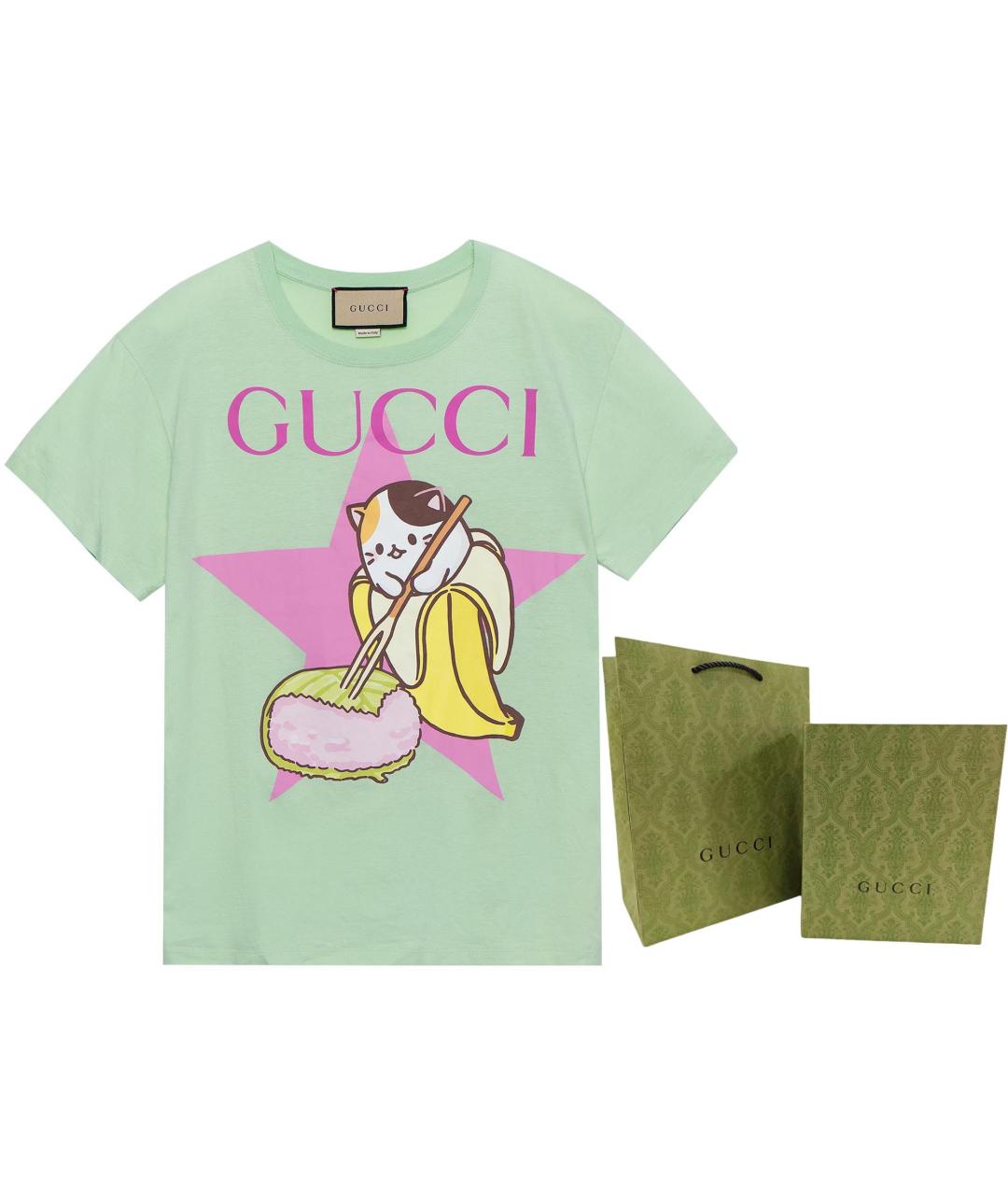 GUCCI Салатовая футболка, фото 5
