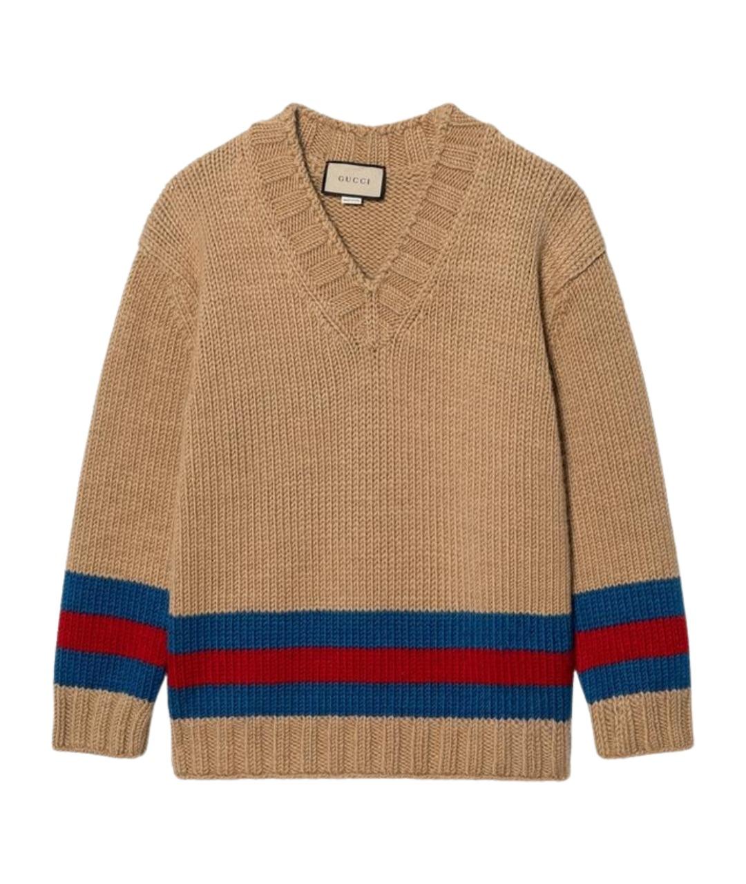 GUCCI Коричневый шерстяной джемпер / свитер, фото 1