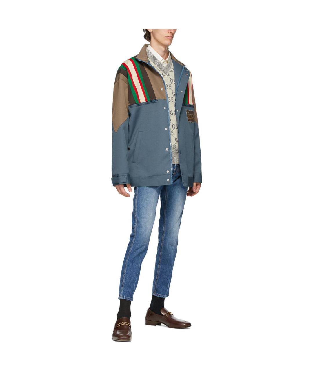 GUCCI Синяя полиэстеровая куртка, фото 2