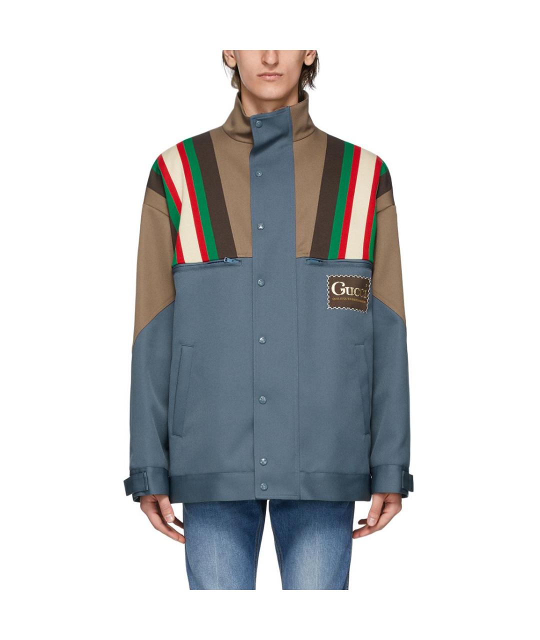 GUCCI Синяя полиэстеровая куртка, фото 3