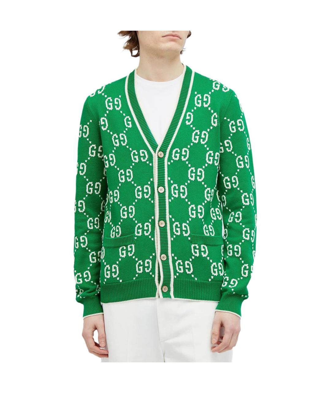 GUCCI Зеленый хлопковый кардиган, фото 4