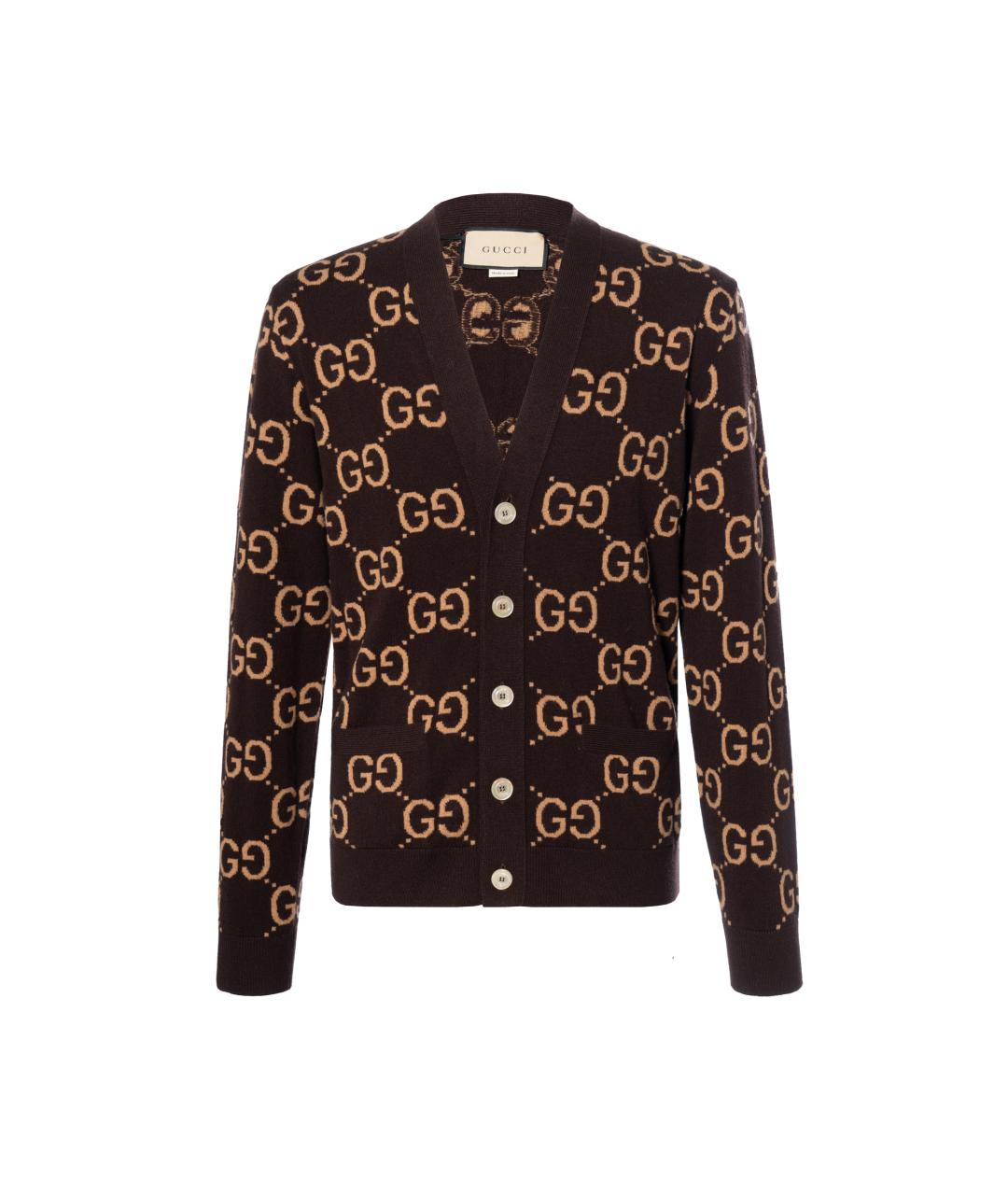 GUCCI Коричневый шерстяной кардиган, фото 6