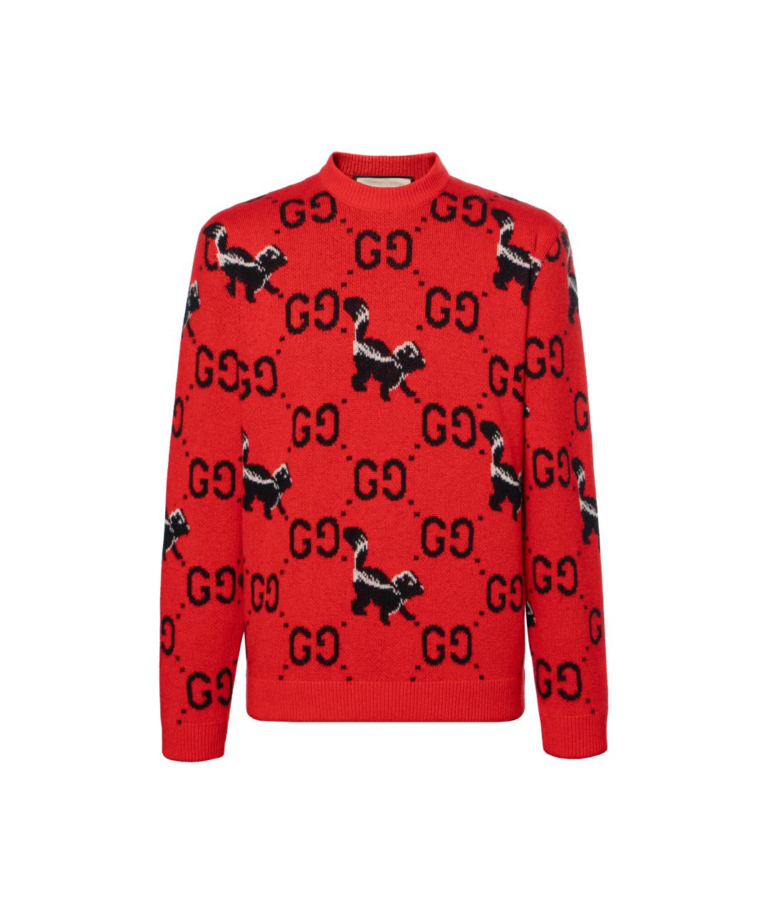 GUCCI Красный шерстяной джемпер / свитер, фото 1