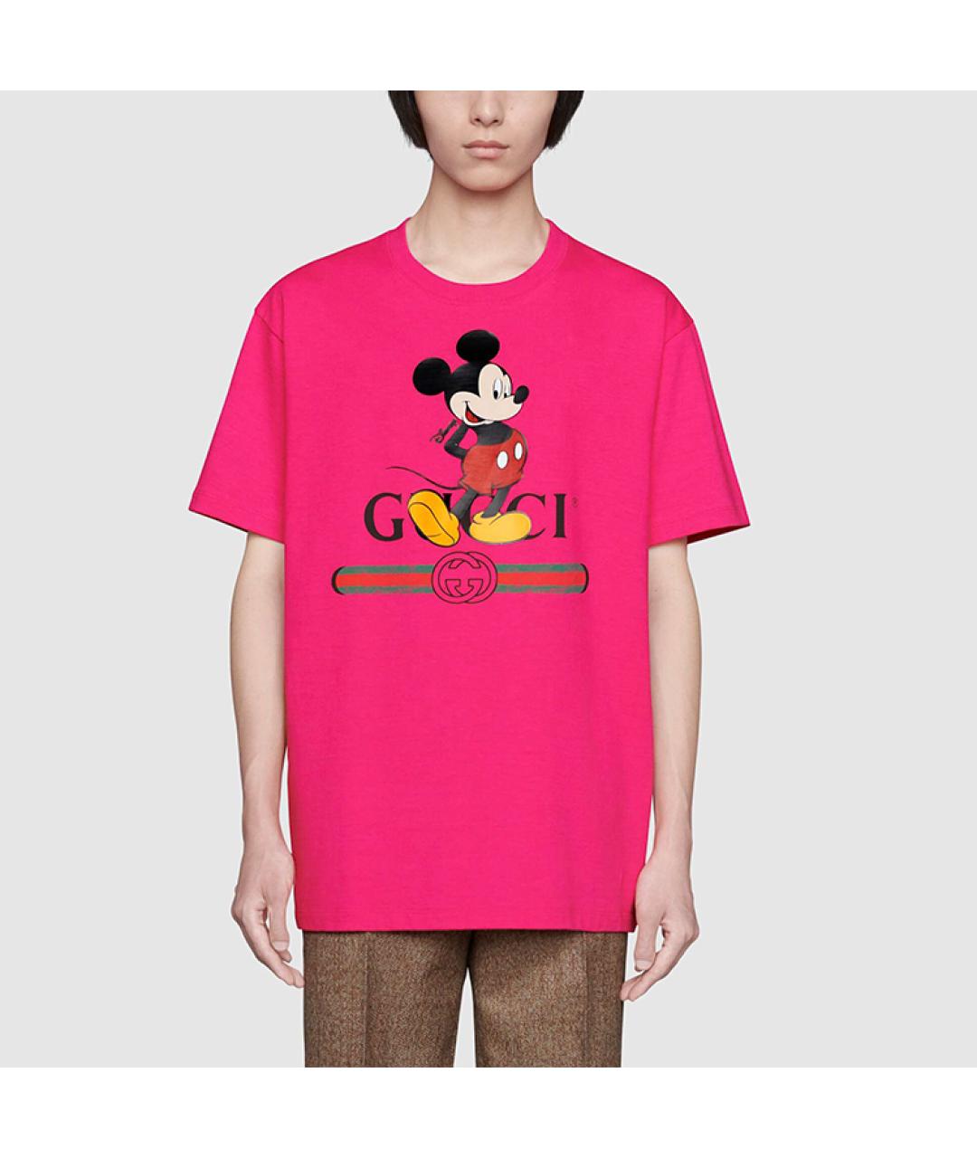 GUCCI Фуксия хлопковая футболка, фото 3