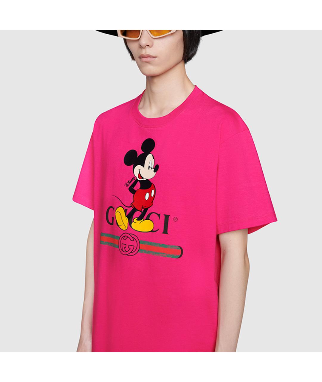 GUCCI Фуксия хлопковая футболка, фото 4