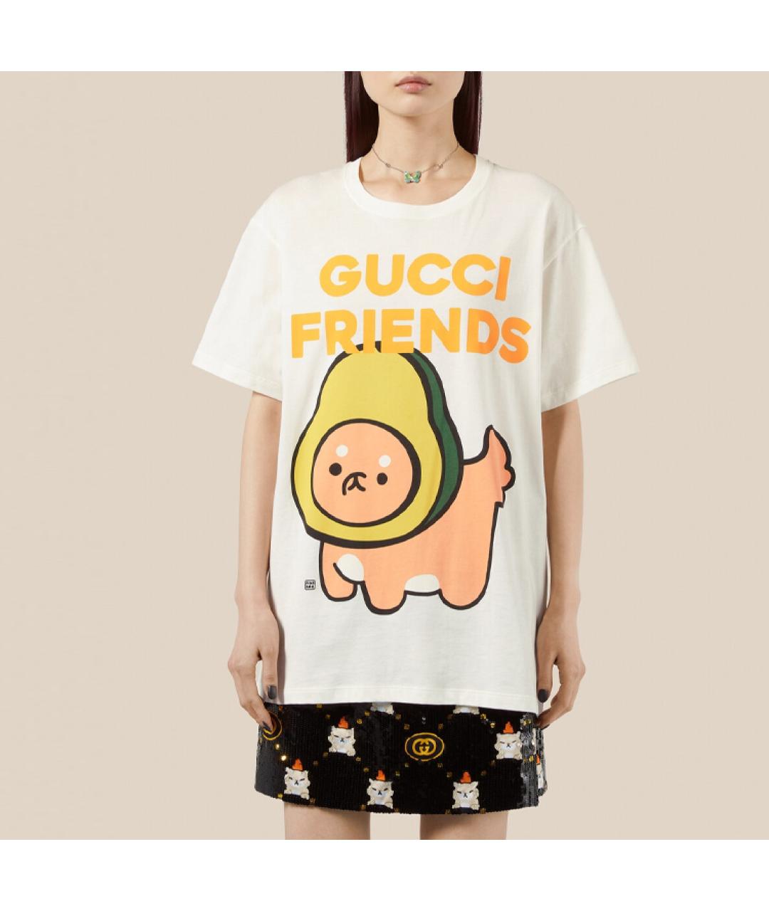 GUCCI Белая хлопковая футболка, фото 2