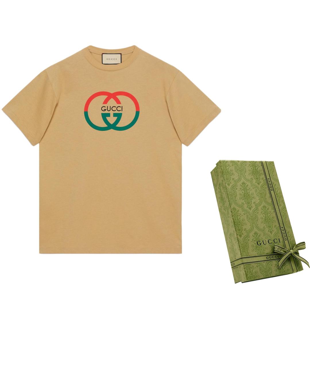 GUCCI Бежевая хлопковая футболка, фото 3