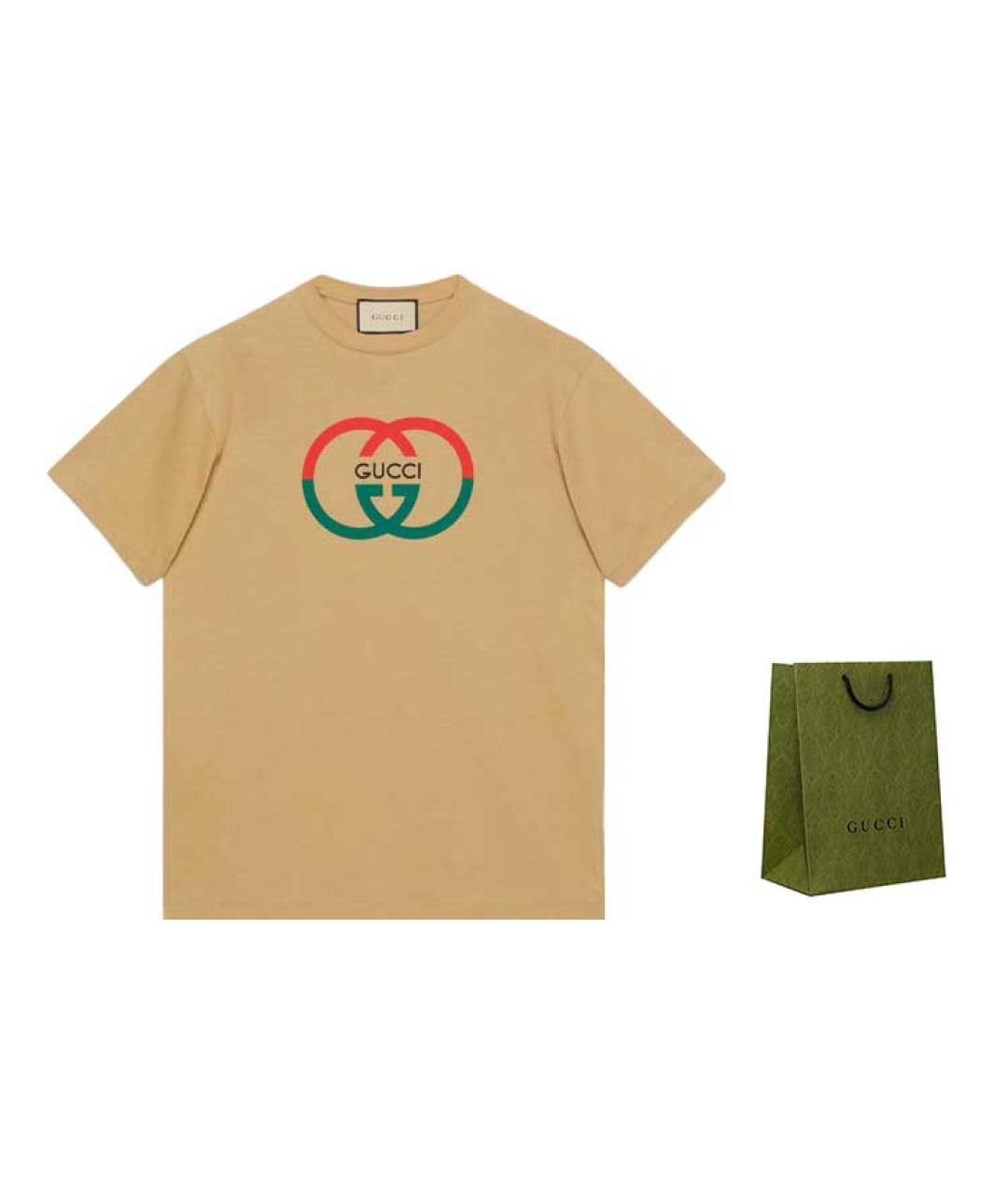GUCCI Бежевая хлопковая футболка, фото 2