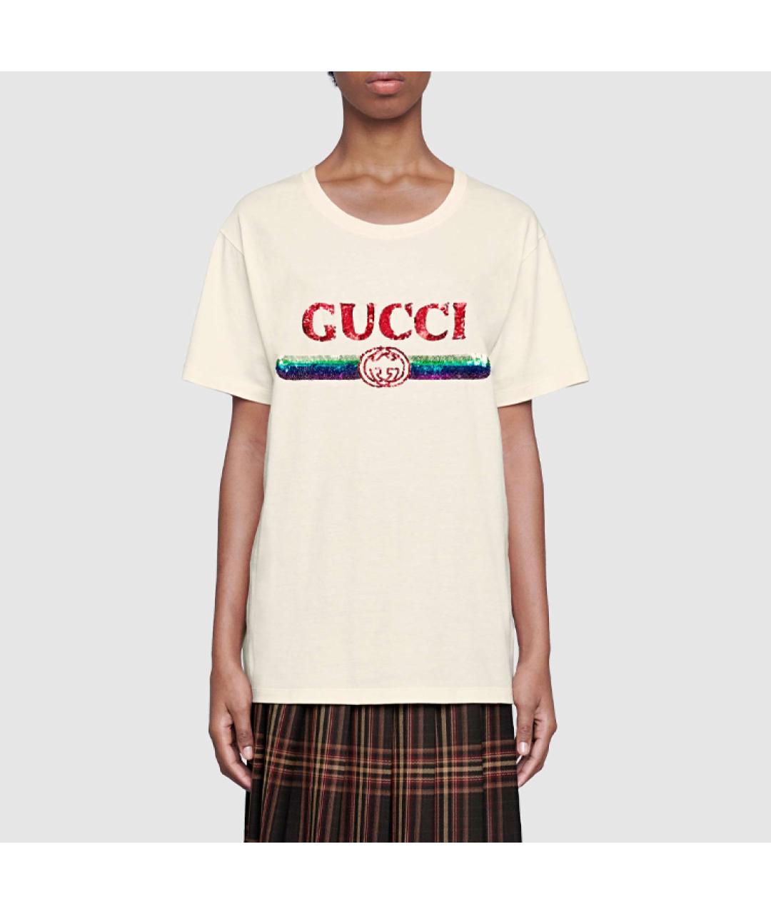 GUCCI Бежевая хлопковая футболка, фото 2