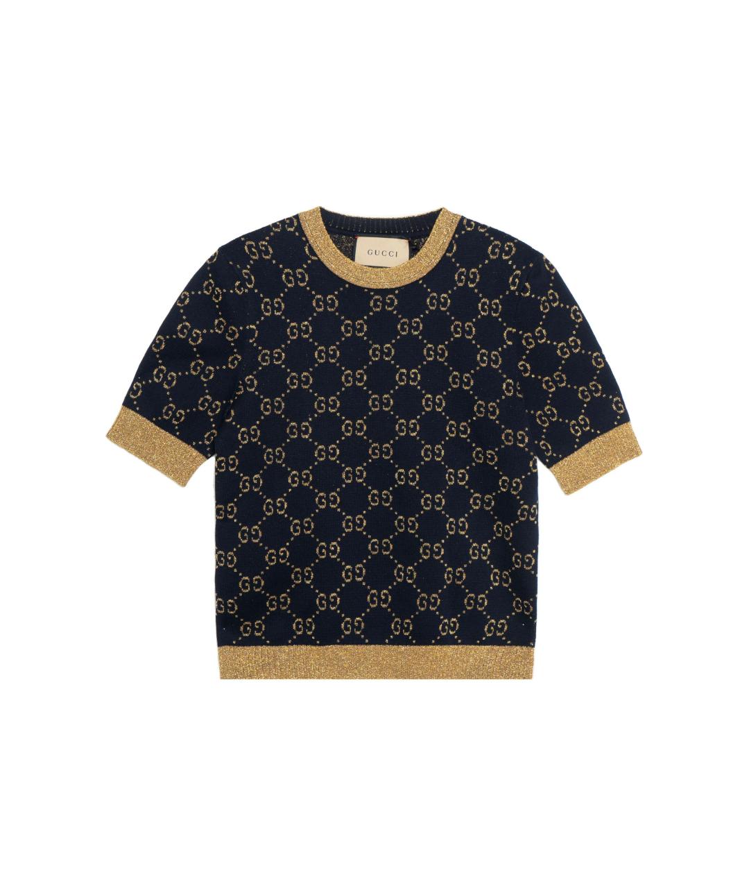 GUCCI Темно-синяя хлопковая футболка, фото 6