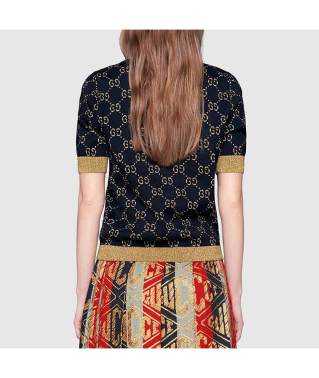GUCCI Темно-синяя хлопковая футболка, фото 5