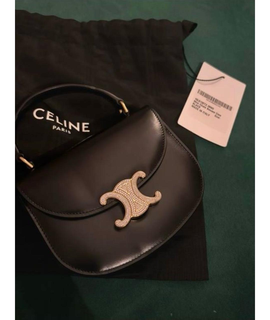 CELINE Черная кожаная сумка с короткими ручками, фото 2