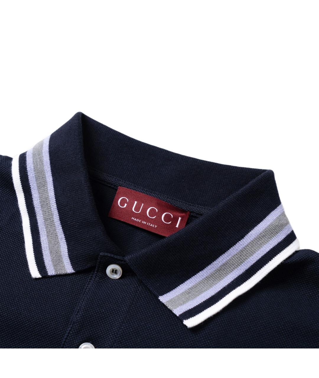 GUCCI Темно-синее поло с коротким рукавом, фото 4
