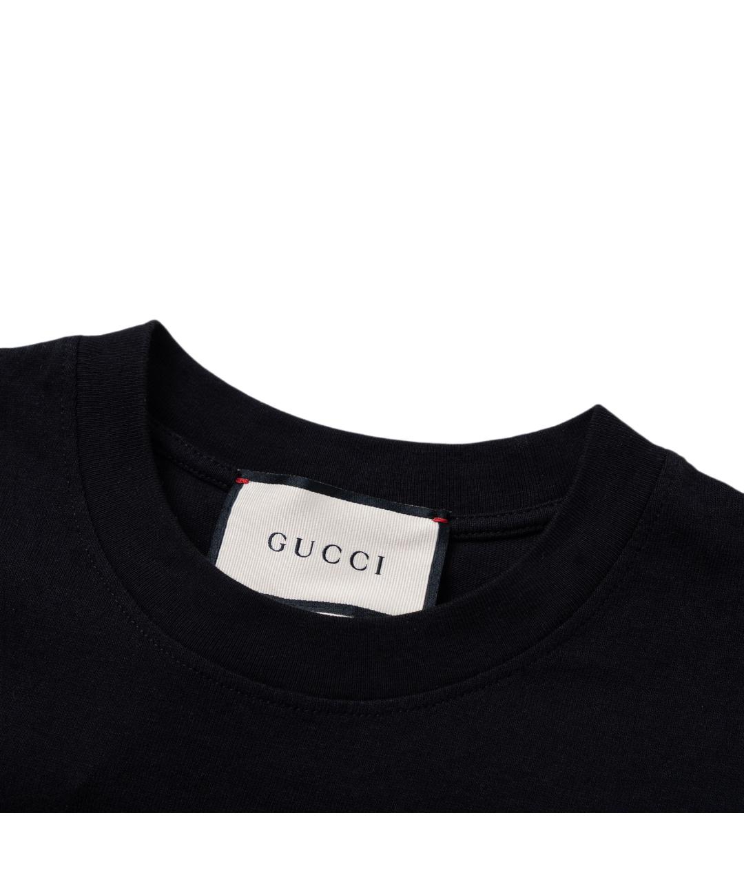 GUCCI Черная хлопковая футболка, фото 4