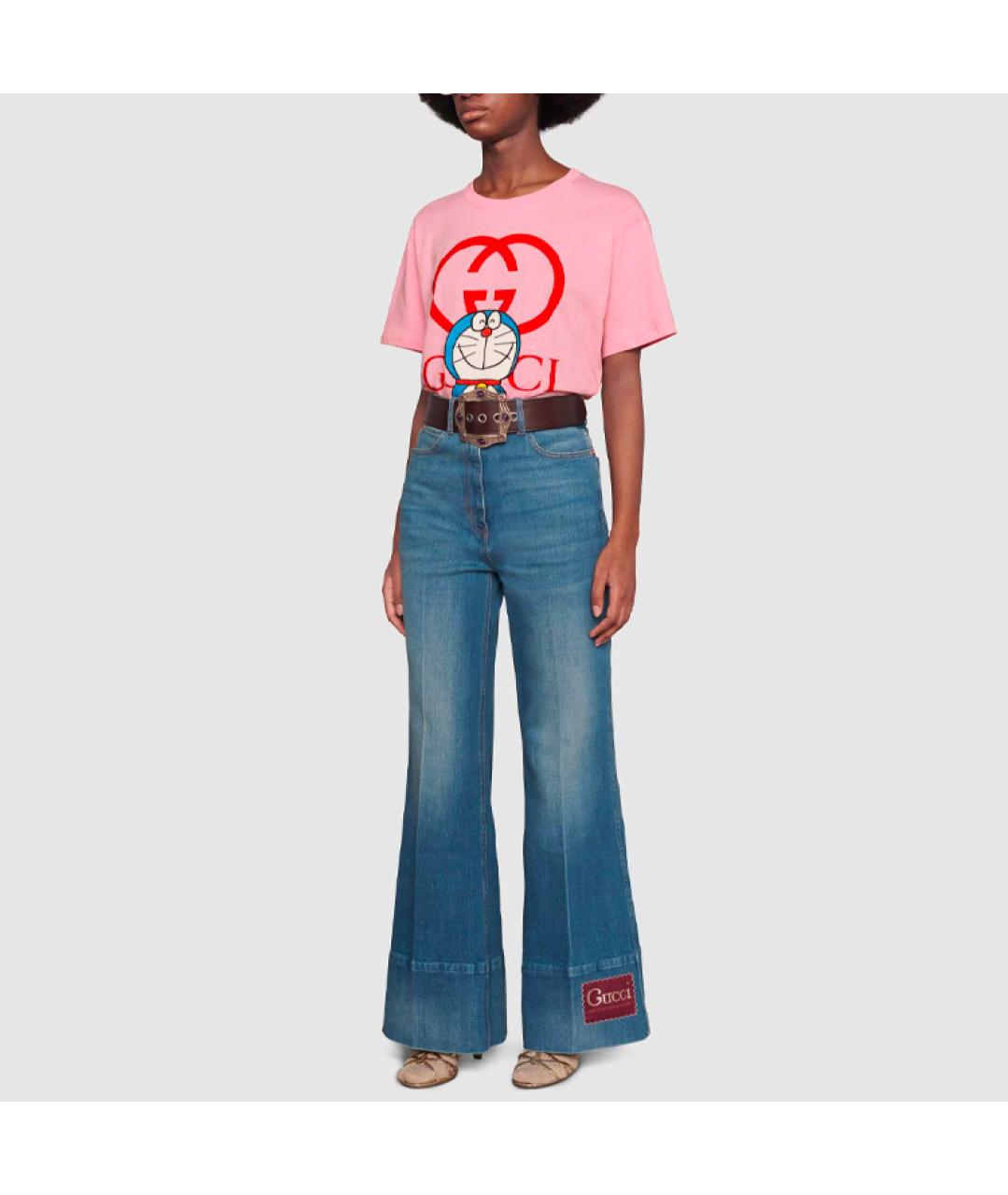 GUCCI Розовая хлопковая футболка, фото 4