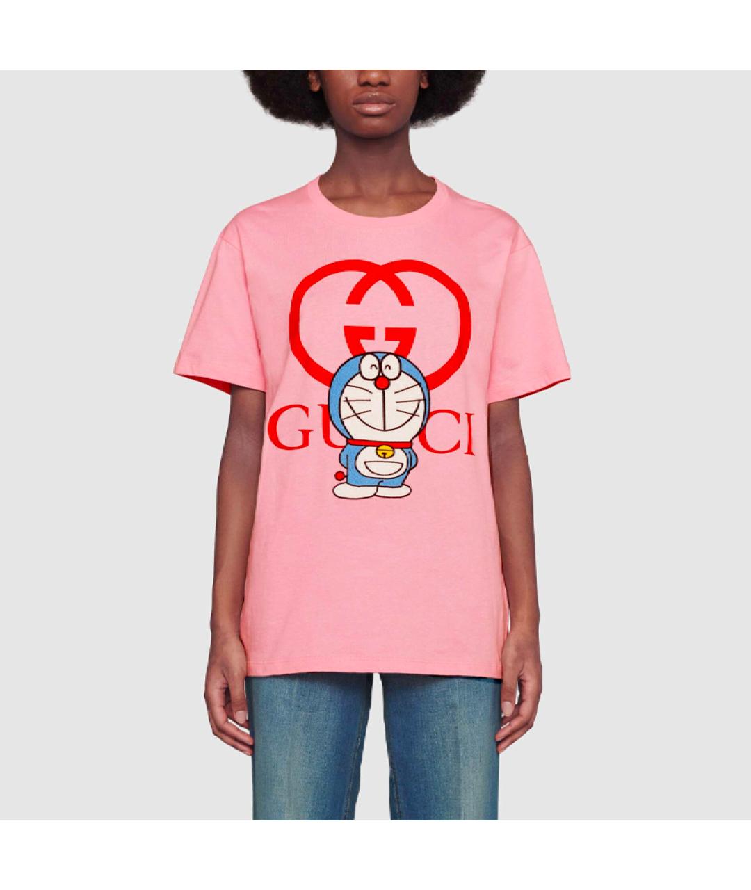 GUCCI Розовая хлопковая футболка, фото 2