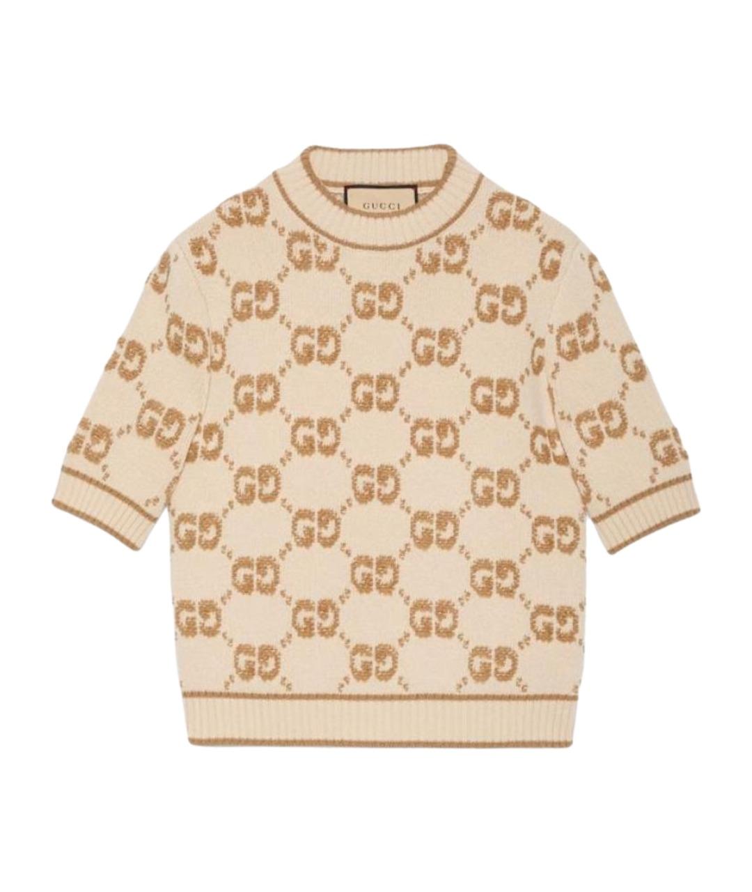 GUCCI Бежевый шерстяной джемпер / свитер, фото 1
